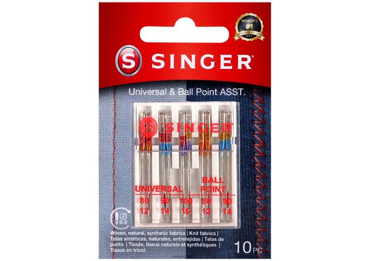 SINGER Agujas universales y de punta esférica de varios tamaños. accesorios 860BJ116